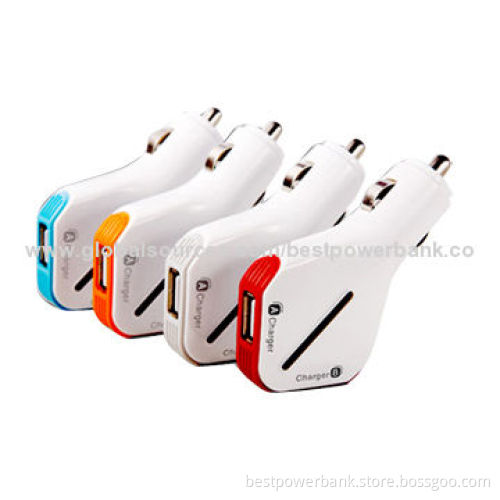 Shenzhen Factory Supply Best Quality Dual-USB Colorful Car Chargers with Best Price, 12 to 24V DC